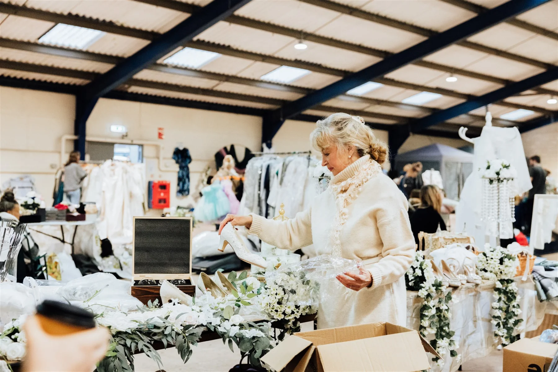 Wedding pieces displayed at the boot fair
